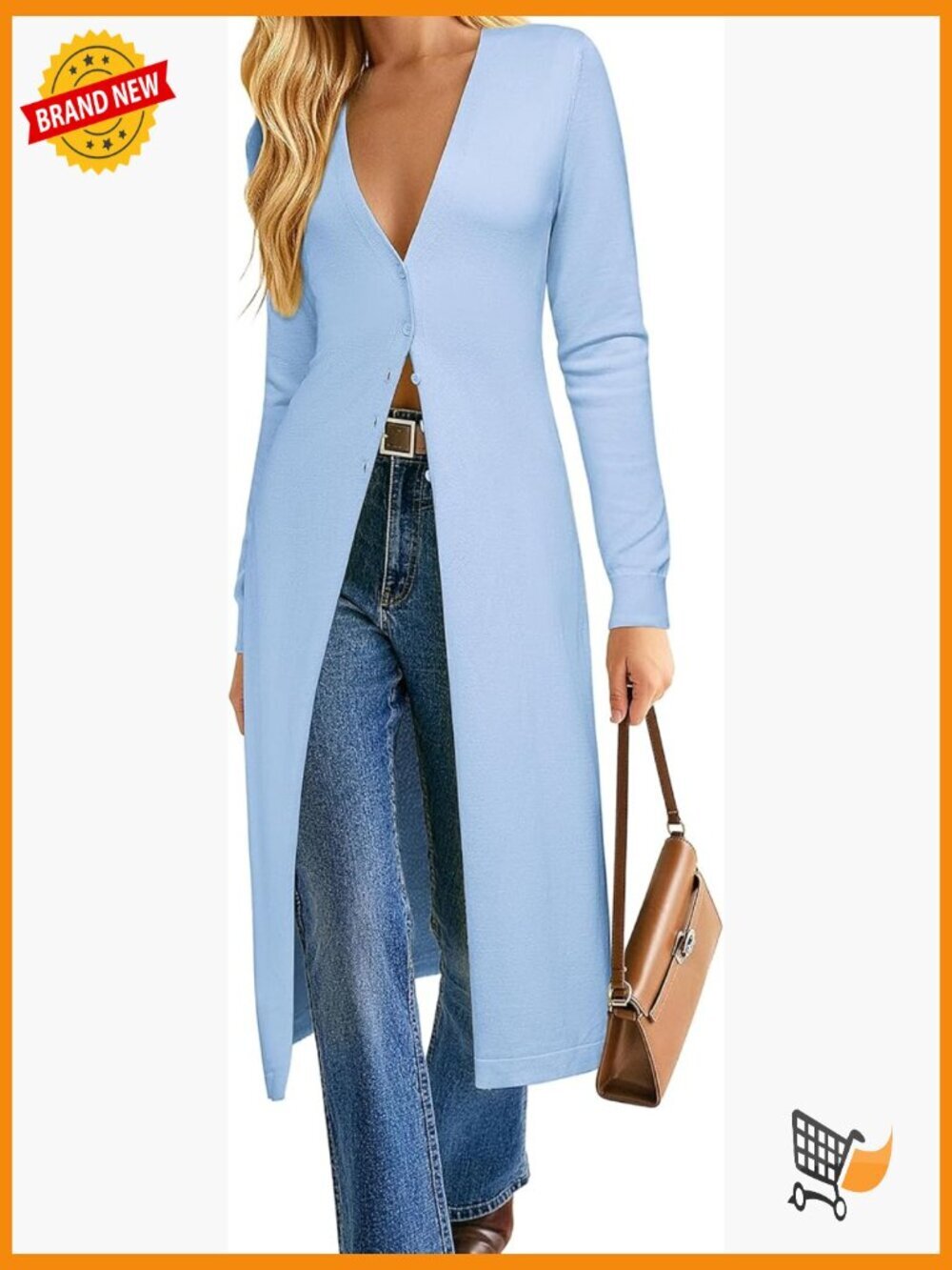 Lightweight Long Cardigan - V-Neck Button Up Duster Coat
